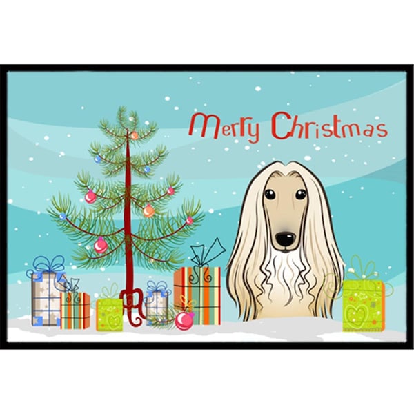 Carolines Treasures Christmas Tree and Afghan Hound Indoor or Outdoor Mat- 18 x 27 BB1616MAT - main